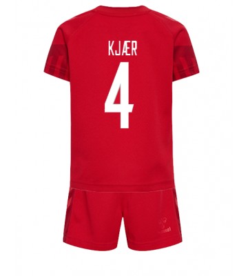 Maillot de foot Danemark Simon Kjaer #4 Domicile enfant Monde 2022 Manches Courte (+ pantalon court)